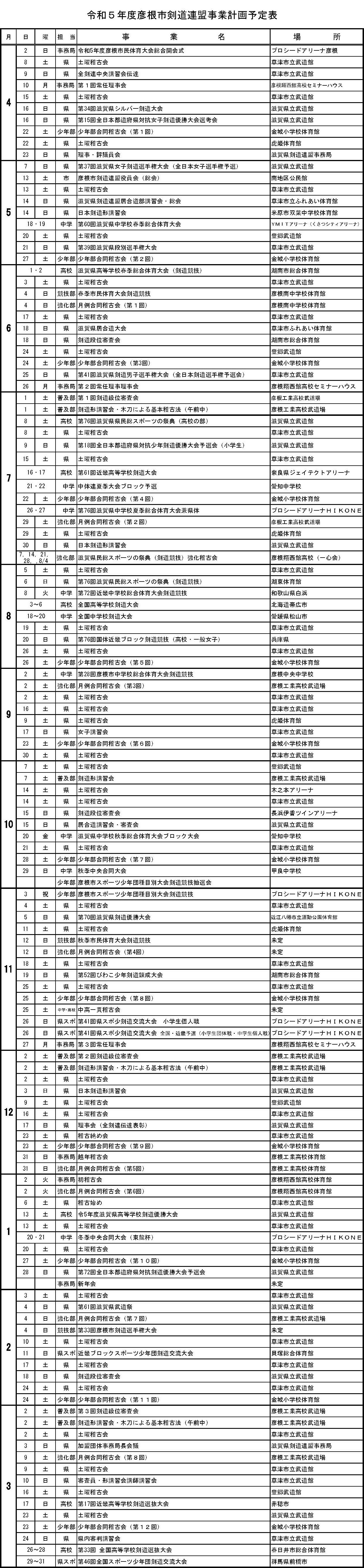 行事計画